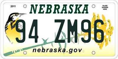 NE license plate 94ZM96