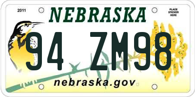 NE license plate 94ZM98