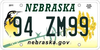 NE license plate 94ZM99