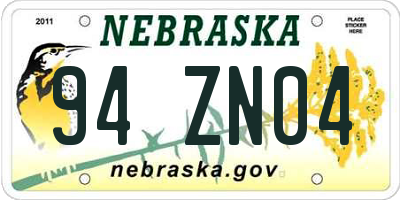 NE license plate 94ZN04