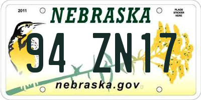 NE license plate 94ZN17