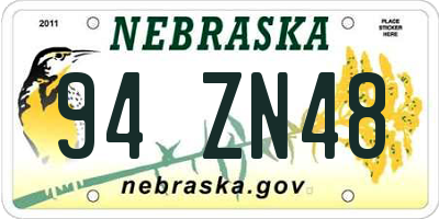 NE license plate 94ZN48