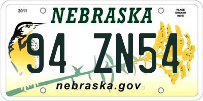NE license plate 94ZN54