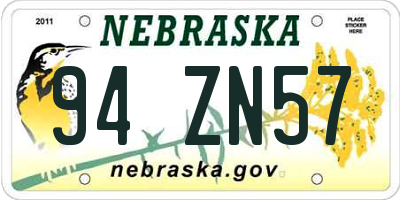 NE license plate 94ZN57