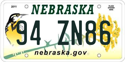 NE license plate 94ZN86