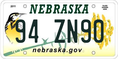 NE license plate 94ZN90