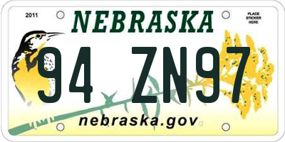 NE license plate 94ZN97