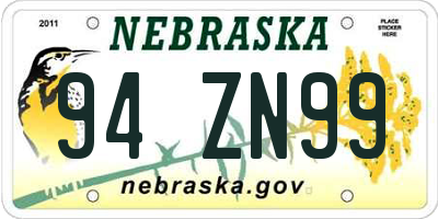 NE license plate 94ZN99