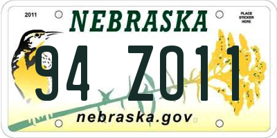 NE license plate 94ZO11