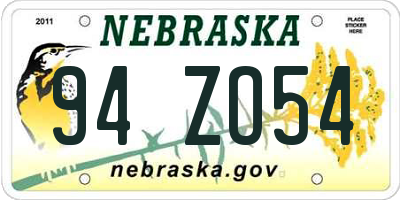 NE license plate 94ZO54