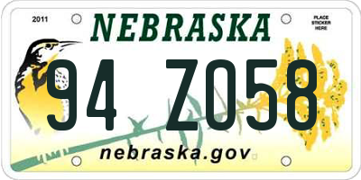 NE license plate 94ZO58