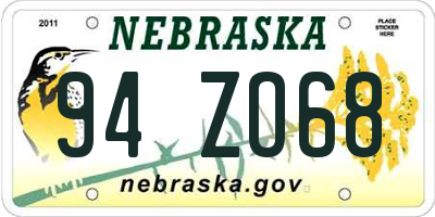 NE license plate 94ZO68