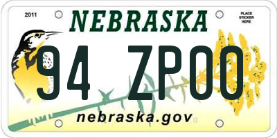NE license plate 94ZP00