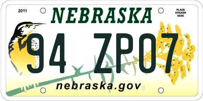 NE license plate 94ZP07