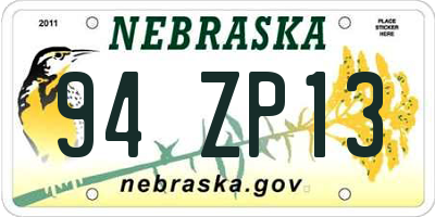 NE license plate 94ZP13