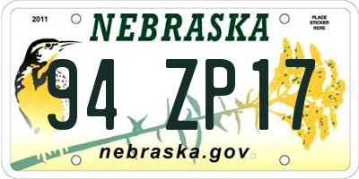 NE license plate 94ZP17