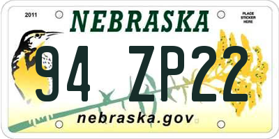 NE license plate 94ZP22
