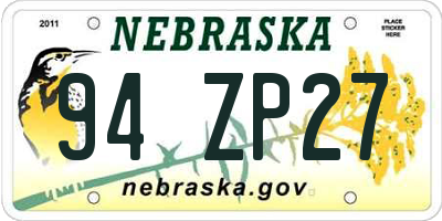 NE license plate 94ZP27