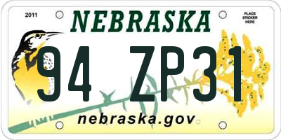 NE license plate 94ZP31