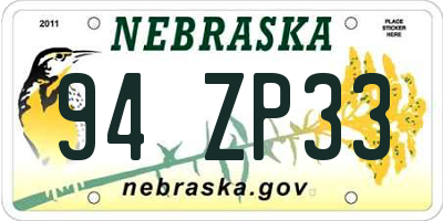 NE license plate 94ZP33