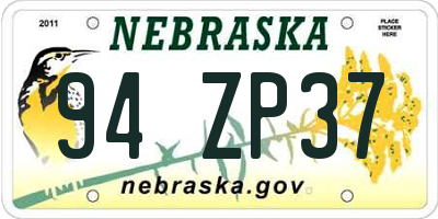 NE license plate 94ZP37