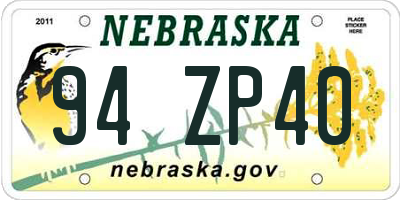NE license plate 94ZP40