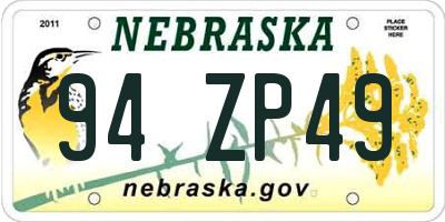NE license plate 94ZP49