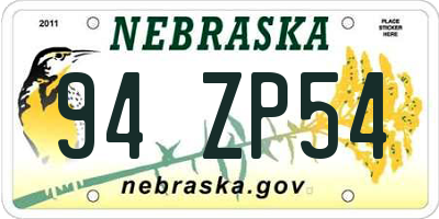 NE license plate 94ZP54