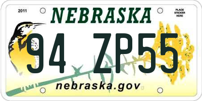 NE license plate 94ZP55