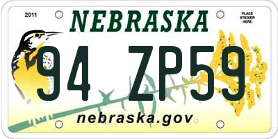 NE license plate 94ZP59
