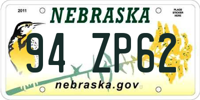 NE license plate 94ZP62