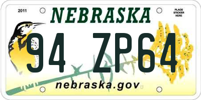 NE license plate 94ZP64