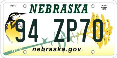 NE license plate 94ZP70