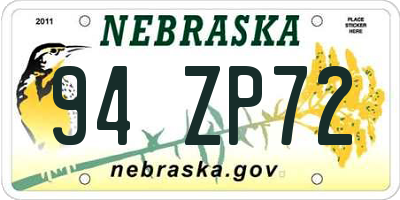 NE license plate 94ZP72