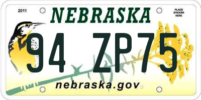 NE license plate 94ZP75