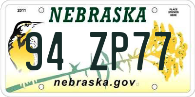 NE license plate 94ZP77