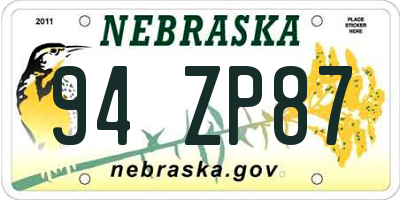 NE license plate 94ZP87