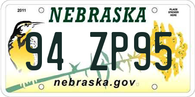 NE license plate 94ZP95
