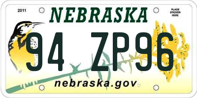 NE license plate 94ZP96