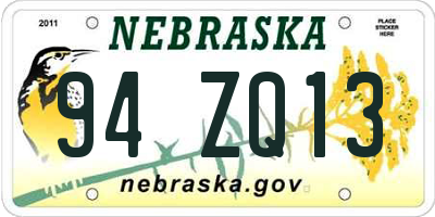 NE license plate 94ZQ13