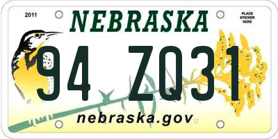 NE license plate 94ZQ31