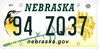 NE license plate 94ZQ37