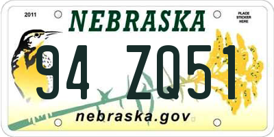 NE license plate 94ZQ51