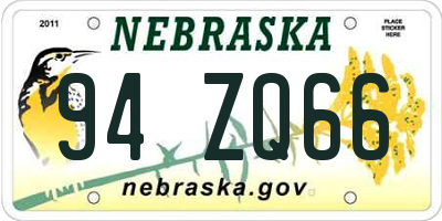 NE license plate 94ZQ66