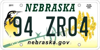 NE license plate 94ZR04