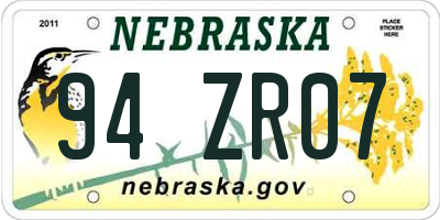 NE license plate 94ZR07