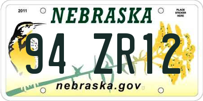NE license plate 94ZR12