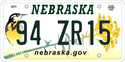 NE license plate 94ZR15