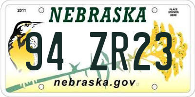 NE license plate 94ZR23