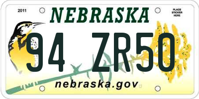 NE license plate 94ZR50